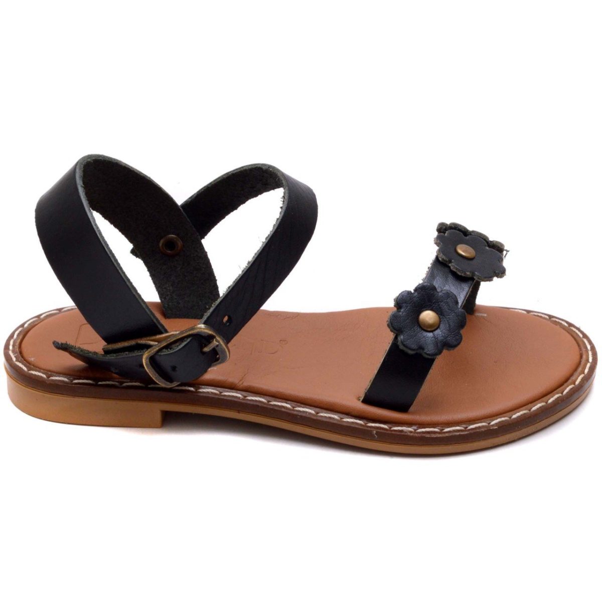 ⁦صندل AB-5 جيرل فلور - أسود (جلد)⁩ - الصورة ⁦2⁩