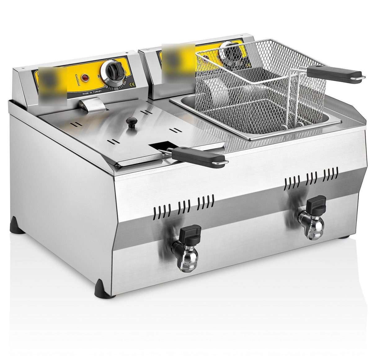 8 + 8 Liter Electric Fryer With Oil Drain Spout - Image 1