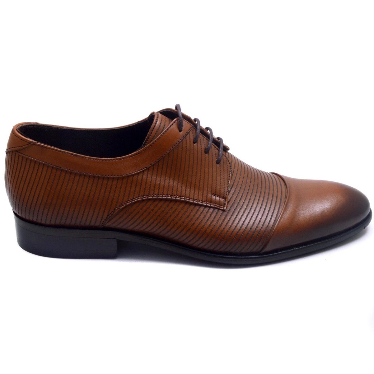 ⁦حذاء جلد لامع برباط للرجال جوردان 712-DR - بني⁩ - الصورة ⁦2⁩