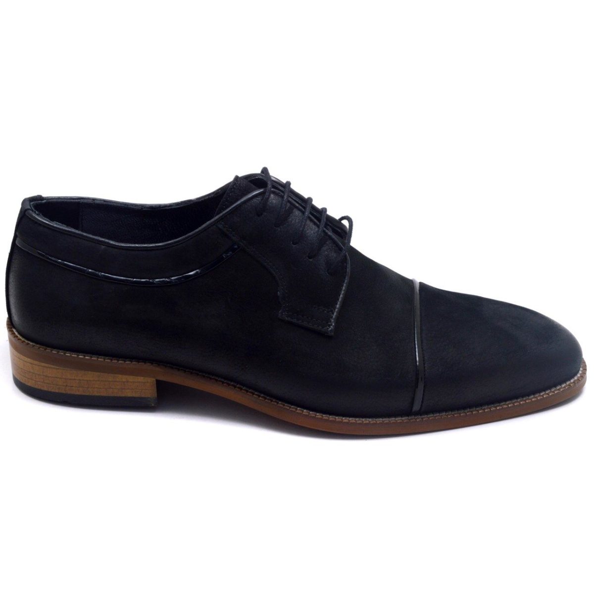 ⁦حذاء جلد رجالي برباط 717-DR - أسود⁩ - الصورة ⁦2⁩