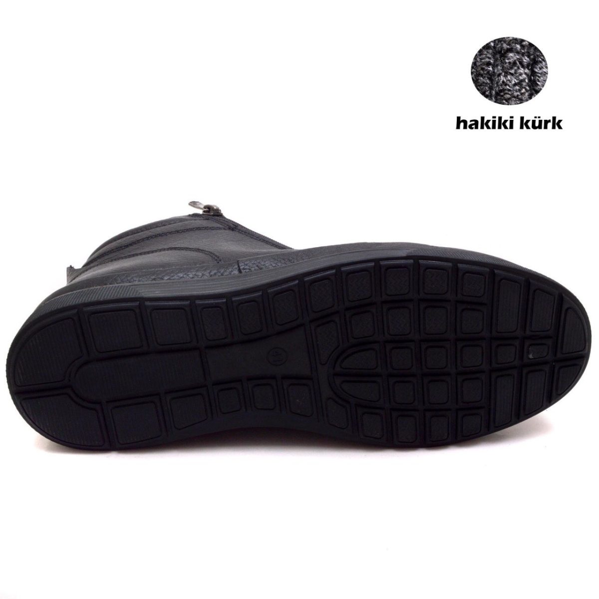 YUO-4551 Men's Lace-Up Winter Boots - Black (Real Wool / Leather) - Image 2