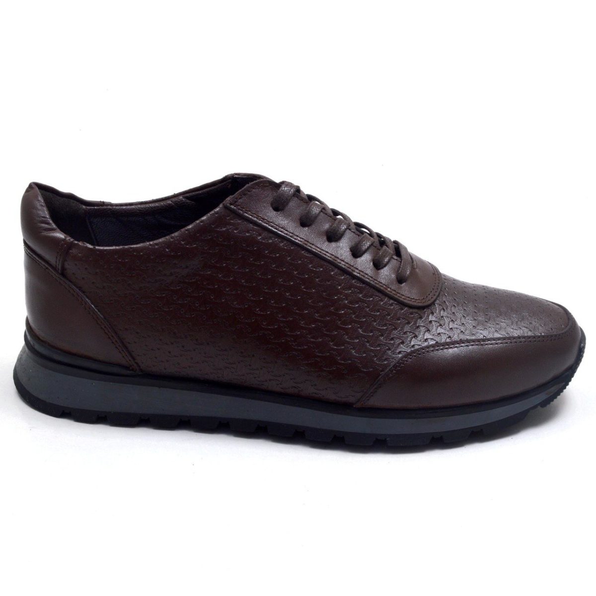 ⁦4S-3 ED حذاء كاجوال رجالي بني منقوش (جلد)⁩ - الصورة ⁦2⁩