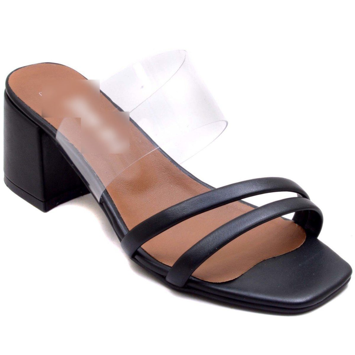 110-T Women's Thin Transparent Slipper - Black - Image 1
